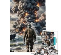Puzzle per ragazzi da 1000 pezzi soldato spiaggia esplosione divertimento attività da fare a casa migliora la memoria giochi rilassanti per ragazzi dai 14 anni in su (38x26cm)