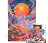 Puzzle per ragazzi da 1000 pezzi: Sole arancione circondato da nuvole giocattolo educativo per divertimento in famiglia per rafforzare l'amore tra le coppie 50x75cm