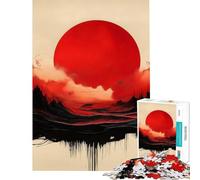 Puzzle per ragazzi da 1000 pezzi sole rosso su città nera Attività divertenti a casa per tutta la famiglia Giochi per famiglie dai 14 anni in su (50x75cm)