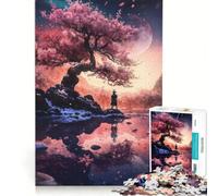 Puzzle per ragazzi da 1000 pezzi "Sotto l'albero in fiore" gioco divertente allena la mente e la mano adatto come decorazione da scrivania 38x26cm