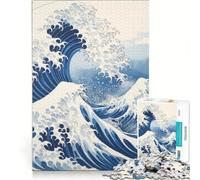 Puzzle per ragazzi da 1000 pezzi "Sotto l'onda di Kanagawa" gioco interattivo rilassante e stimolante per la mente regalo di compleanno regalo 38x52cm