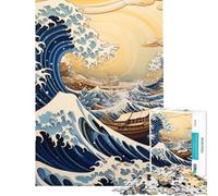 Puzzle per ragazzi da 1000 pezzi "Sotto l'onda" di Kanagawa Puzzle per adulti gioco per famiglie migliora la memoria ideale come regalo (dimensioni 38x26cm)