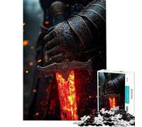 Puzzle per ragazzi da 1000 pezzi Spada fiammeggiante nell'oscurità Giocattolo avvincente per coltivare la pazienza Gioco rompicapo Decorazione perfetta Regalo divertente (Dimensioni 38x52cm)