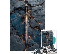 Puzzle per ragazzi da 1000 pezzi: Spada incantata su pietra crepata Puzzle per adulti: gioco pratico sfida difficile divertimento a casa (dimensioni 50x75cm)