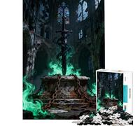 Puzzle per ragazzi da 1000 pezzi Spada incantata tra le rovine giocattolo educativo rompicapo decorazione da parete regalo di Babbo Natale segreto (dimensioni 38x52cm)