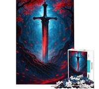 Puzzle per ragazzi da 1000 pezzi Spada luminosa nella foresta incantata ideale per compleanni e Natale Gioco educativo difficile adatto a ragazzi dai 14 anni in su (38x26cm)