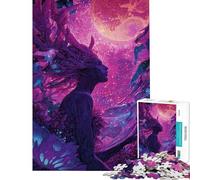 Puzzle per ragazzi da 1000 pezzi Spirito della foresta mistica sotto una luna rosa Puzzle per adulti giochi divertenti che migliorano la memoria compleanno e Natale (38x52cm)