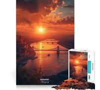Puzzle per ragazzi da 1000 pezzi,splendido tramonto a Budapest,Ungheria Taglio di alta qualità,divertente,logico,gioco di abilità,facile da giocare,decorazione natalizia (38x26cm)