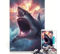 Puzzle per ragazzi da 1000 pezzi "Squalo in una tempesta cosmica" antistress di difficoltà elevata adatto come decorazione da scrivania 50x75cm