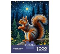 Puzzle Per Ragazzi Da 1000 Pezzi Squirrel Starry Night Puzzle Per Adulti Gioco Pratico Decorazione Murale Regali Unici Per Compleanno E Natale 52x38cm/1000pcs