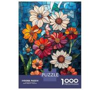 Puzzle Per Ragazzi Da 1000 Pezzi Stained Glass Floral Mosaic Puzzle Per Adulti Gioco Pratico Decorazione Murale Regali Unici Per Compleanno E Natale 70x50cm/1000pcs