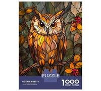 Puzzle Per Ragazzi Da 1000 Pezzi Stained Glass Owl Puzzle Per Adulti Gioco Pratico Per Divertimento in Famiglia Attività Divertenti A Casa, 38x26cm/1000pcs