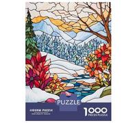 Puzzle Per Ragazzi Da 1000 Pezzi Stained Glass Winter Landscape Puzzle Giochi Rilassanti Ma Divertenti E Spiritosi Regali Di Compleanno E Unici 38x26cm/1000pcs