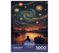 Puzzle Per Ragazzi Da 1000 Pezzi Starry Night Sky Art Print-2 Puzzle Fai Da Te Giocattoli Antistress Interazione Genitore-figlio 52x38cm/1000pcs