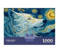 Puzzle Per Ragazzi Da 1000 Pezzi Starry Night Wolf Art Print Puzzle Giochi Rilassanti Difficili Divertenti Attività A Casa, 38x26cm/1000pcs