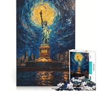 Puzzle per ragazzi da 1000 pezzi Statua della Libertà di Notte giocattolo educativo per divertimento in famiglia per rafforzare l'amore tra le coppie 38x52cm