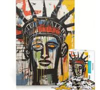 Puzzle per ragazzi da 1000 pezzi Statua della Libertà in stile astratto Basquiat antistress rilassante per la mente gioco di sfida unico 38x52cm