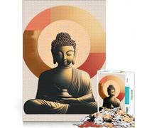 Puzzle per ragazzi da 1000 pezzi, statua di Buddha con aureola geometrica, giocattolo decorativo da parete, passatempo per le vacanze, regalo di compleanno, regalo di viaggio, 50x75cm