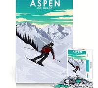 Puzzle per ragazzi da 1000 pezzi,stazione sciistica di Aspen,Colorado,taglio premium,divertente,gioco intelligente,regalo,gioco facile,pezzo artistico natalizio (38x52cm)