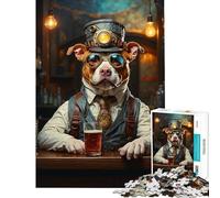 Puzzle per ragazzi da 1000 pezzi Steampunk Beer Pitbull Gioco stimolante Giocattolo educativo Migliora la memoria Regalo di Babbo Natale segreto (Dimensioni 75x50cm)