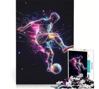 Puzzle per ragazzi da 1000 pezzi stella del calcio al neon︰ calcio dinamico in volo giocattolo educativo per divertimento in famiglia per rafforzare l'amore tra le coppie 50x75cm
