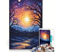 Puzzle per ragazzi da 1000 pezzi "Stelle danzanti nella notte", gioco fai-da-te, stimola la memoria, con poster e foglio di curiosità abbinati 50x75cm