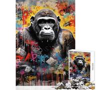 Puzzle per ragazzi da 1000 pezzi stile Banksy arte del gorilla gioco educativo modello da assemblare giocattolo decorazione da parete per migliorare l'amore tra le coppie (50x75cm)