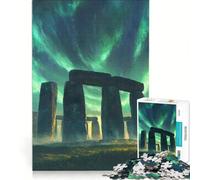 Puzzle per ragazzi da 1000 pezzi: Stonehenge sotto l'aurora boreale gioco interattivo migliora la memoria regalo per amici e familiari 38x52cm