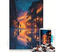 Puzzle per ragazzi da 1000 pezzi: Strada giapponese al crepuscolo con riflessi, gioco interattivo, attività divertenti da fare a casa, collezione d'artista, belle arti 38x52cm