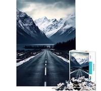 Puzzle per ragazzi da 1000 pezzi strada tra montagne innevate gioco pratico e stimolante idea regalo taglio di precisione (dimensioni 50x75cm)