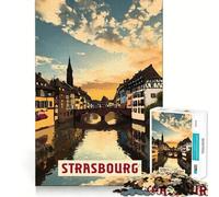 Puzzle per ragazzi da 1000 pezzi Strasburgo Taglio preciso Divertimento Risoluzione problemi Divertimento Relax Divertimento Tempo di divertimento Esposizione artistica natalizia (38x26cm)
