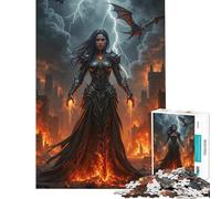 Puzzle per ragazzi da 1000 pezzi Strega Oscura in una Città in Fiamme Impegnativo da completare Regalo di compleanno Giochi educativi per ragazzi dai 14 anni in su Gioco di puzzle offerto (38x26cm)