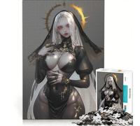 Puzzle per ragazzi da 1000 pezzi: Suora gotica con aureola dorata, gioco pratico per tutta la famiglia, ideale come regalo per tutta la famiglia 50x75cm