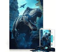 Puzzle per ragazzi da 1000 pezzi T-Rex in antiche rovine, decorazione con taglio preciso, giocattolo creativo e divertente, gioco di pace, pezzo d'arte natalizio (38x52cm)