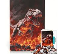 Puzzle per ragazzi da 1000 pezzi: T-Rex nella lava incandescente antistress gara di velocità manuale per rafforzare l'amore tra le coppie 50x75cm