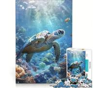 Puzzle per ragazzi da 1000 pezzi Tartarughe marine Paradiso corallino giocattolo fai da te migliora la memoria con poster e foglio di curiosità abbinati 38x52cm