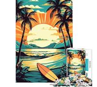 Puzzle per ragazzi da 1000 pezzi tavola da surf stile vintage retrò stimola la mente decorazione per la casa gioco impossibile per ragazzi dai 14 anni in su (50x75cm)