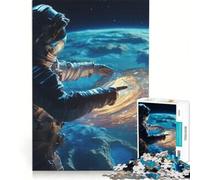 Puzzle per ragazzi da 1000 pezzi, tema astronauta e viaggio nello spazio, gioco interattivo, ideale per passare il tempo durante le vacanze, con poster e foglio di curiosità abbinati, 38x52cm