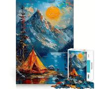 Puzzle per ragazzi da 1000 pezzi,tema campeggio e montagne,taglio preciso,divertimento,risoluzione di problemi,relax,tempo libero,decorazione artistica natalizia (50x75cm)