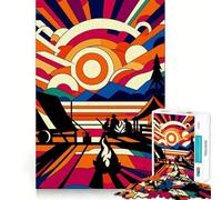 Puzzle per ragazzi da 1000 pezzi,tema campeggio e tramonto,Wpap Popart,pezzi a incastro,logica,gioco divertente,gioco tranquillo,compleanno,arte (38x52cm)