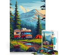 Puzzle per ragazzi da 1000 pezzi,tema campeggio in Alaska,pixel art,taglio premium,divertente,gioco intelligente,regalo,gioco facile,pezzo artistico natalizio (50x75cm)