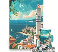 Puzzle per ragazzi da 1000 pezzi, tema costa mediterranea, gioco pratico, per divertimento in famiglia, ideale come regalo per tutta la famiglia 38x26cm