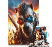 Puzzle per ragazzi da 1000 pezzi tema Lupo nella terra desolata gioco rompicapo divertente e spiritoso compleanno e Natale 38x52cm