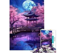 Puzzle per ragazzi da 1000 pezzi tema mistico giapponese al chiaro di luna giocattolo per ragazzi decorazione da parete sfida educativa perfetta (dimensioni 50x75cm)