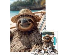 Puzzle per ragazzi da 1000 pezzi tema "Pigrizia in spiaggia" gioco pratico e stimolante ideale come regalo con taglio di precisione (dimensioni 38x26cm)