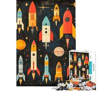Puzzle per ragazzi da 1000 pezzi tema razzo spaziale retrò stimolante per la mente ideale per il relax e l'apprendimento Adatto a partire dai 14 anni 38x26cm