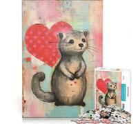 Puzzle per ragazzi da 1000 pezzi tema San Valentino roditore del bosco con cuore gioco rompicapo impegnativo da completare regalo per amici e familiari 38x52cm