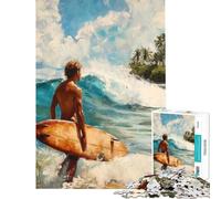 Puzzle per ragazzi da 1000 pezzi tema surfisti e felicità sulla spiaggia Aiuta a stimolare la mente antistress gioco rompicapo per ragazzi dai 14 anni in su (38x26cm)