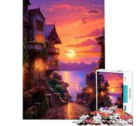 Puzzle per ragazzi da 1000 pezzi tema viaggio europeo tramonto mare gioco intellettuale educativo per attività in famiglia regalo di compleanno (dimensioni 38x26cm)
