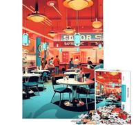 Puzzle per ragazzi da 1000 pezzi tema Vintage Diner stimola la mente antistress gioco rompicapo per ragazzi dai 14 anni in su (38x26cm)